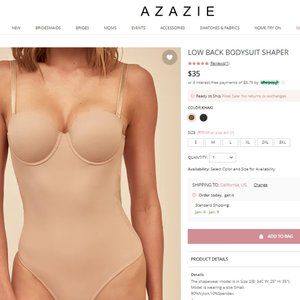 Azazie Low Back Bodysuit